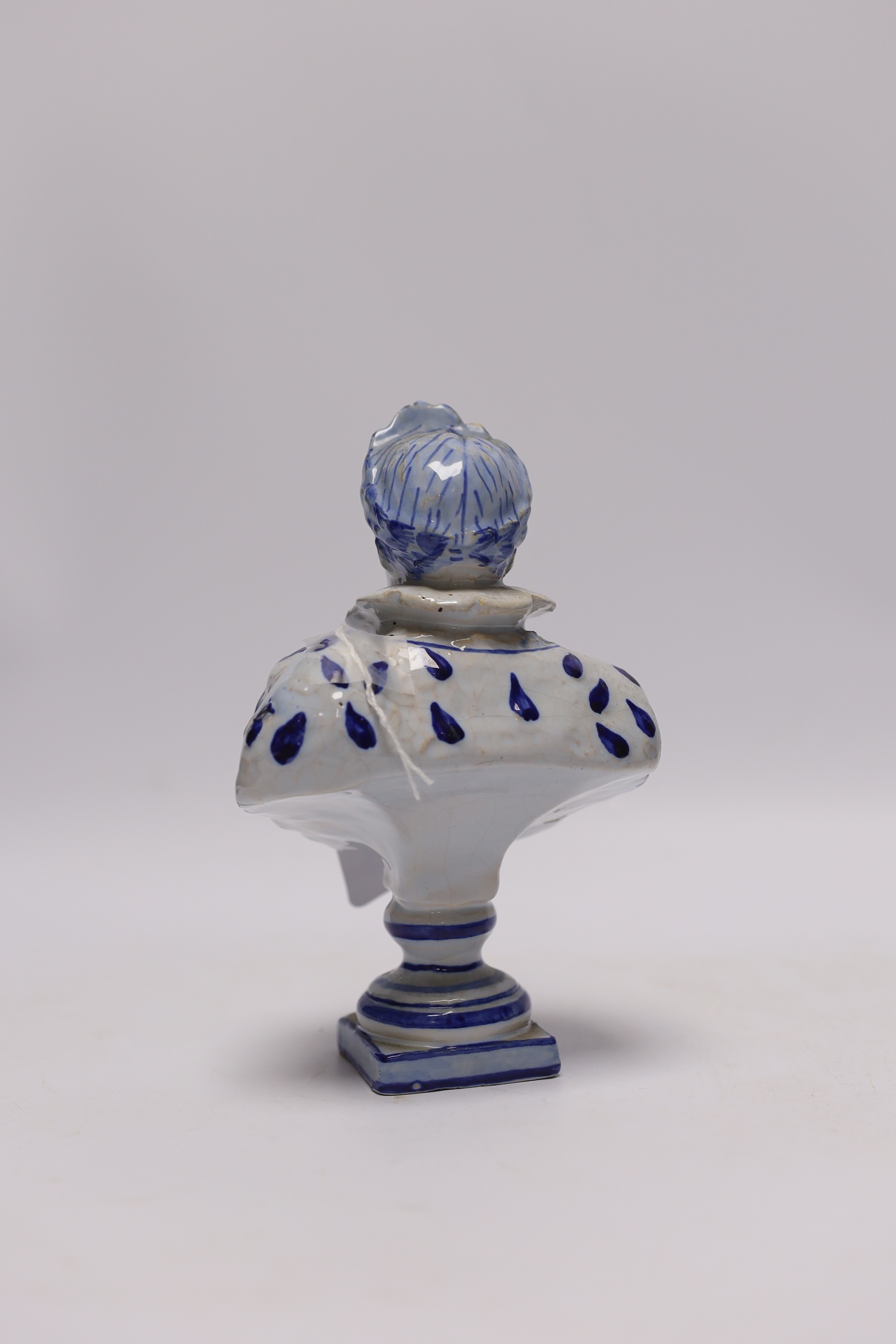 A 19th century faience Napoleon bust, 18cm